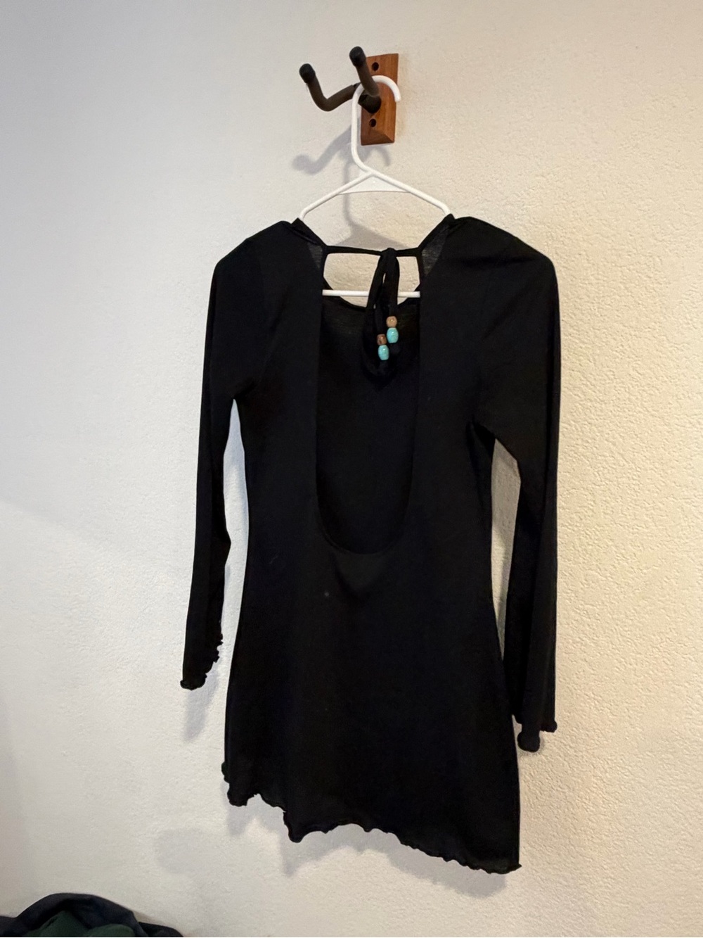 H&M Black Long Sleeve Mini Dress with Open Back